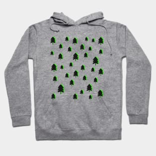 Christmas Pine Fir Tree Pattern with Black and Lime Green Hoodie